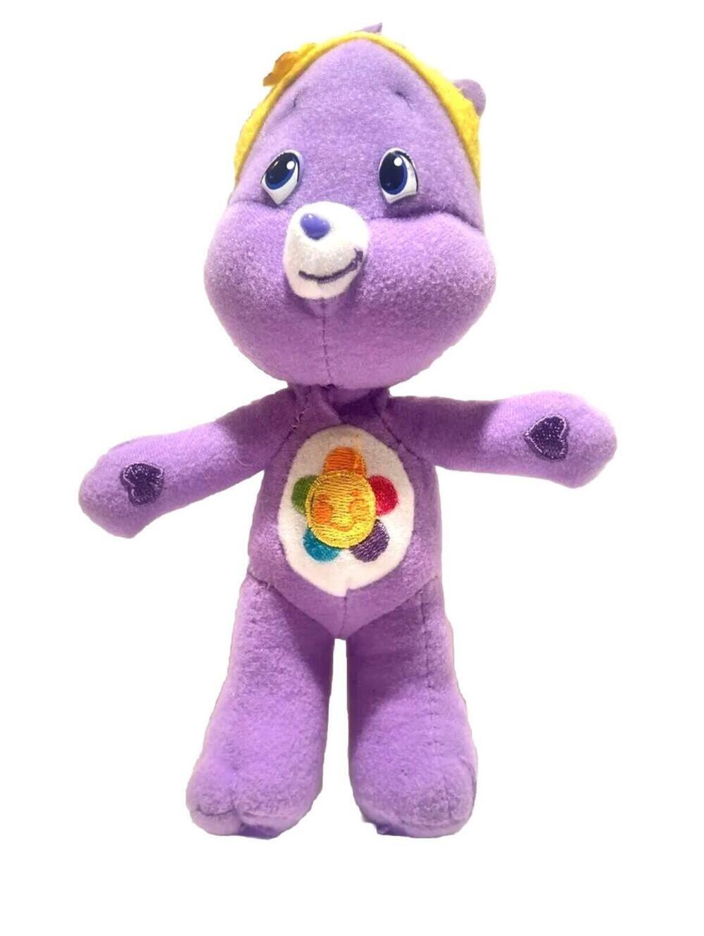 Vintage Care Bear Harmony Purple With Flower on Belly Plush Headband Stuffed Toy